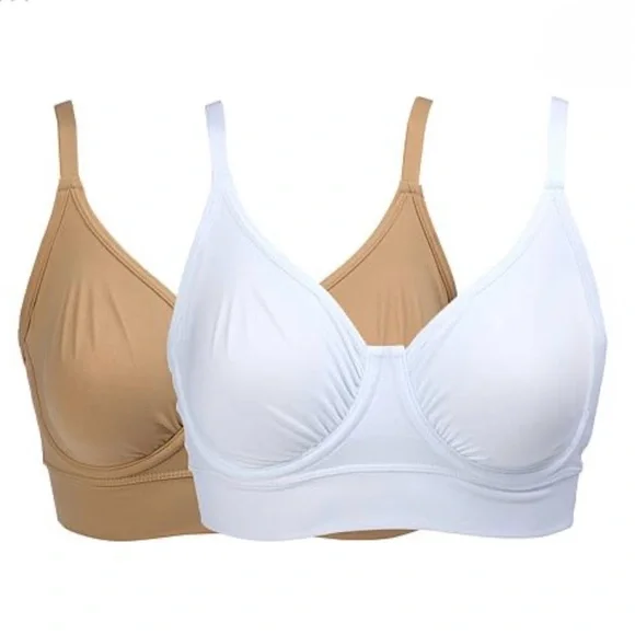 Rhonda Shear 2-pack Butterknit No Wire Underwire Bra Size XL Beige White NWOT - Picture 1 of 16